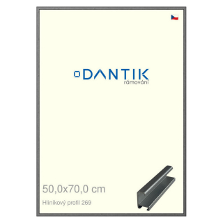 DANTIK rámeček 50x70 | ALU profil 7269 Šedá broušená (Plexi Čiré)